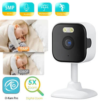 5MP Mini WiFi IP Camera Indoor Human Detection 5X Zoom Surveillance Baby Monitor with PTZ O-Kam pro App Control 1