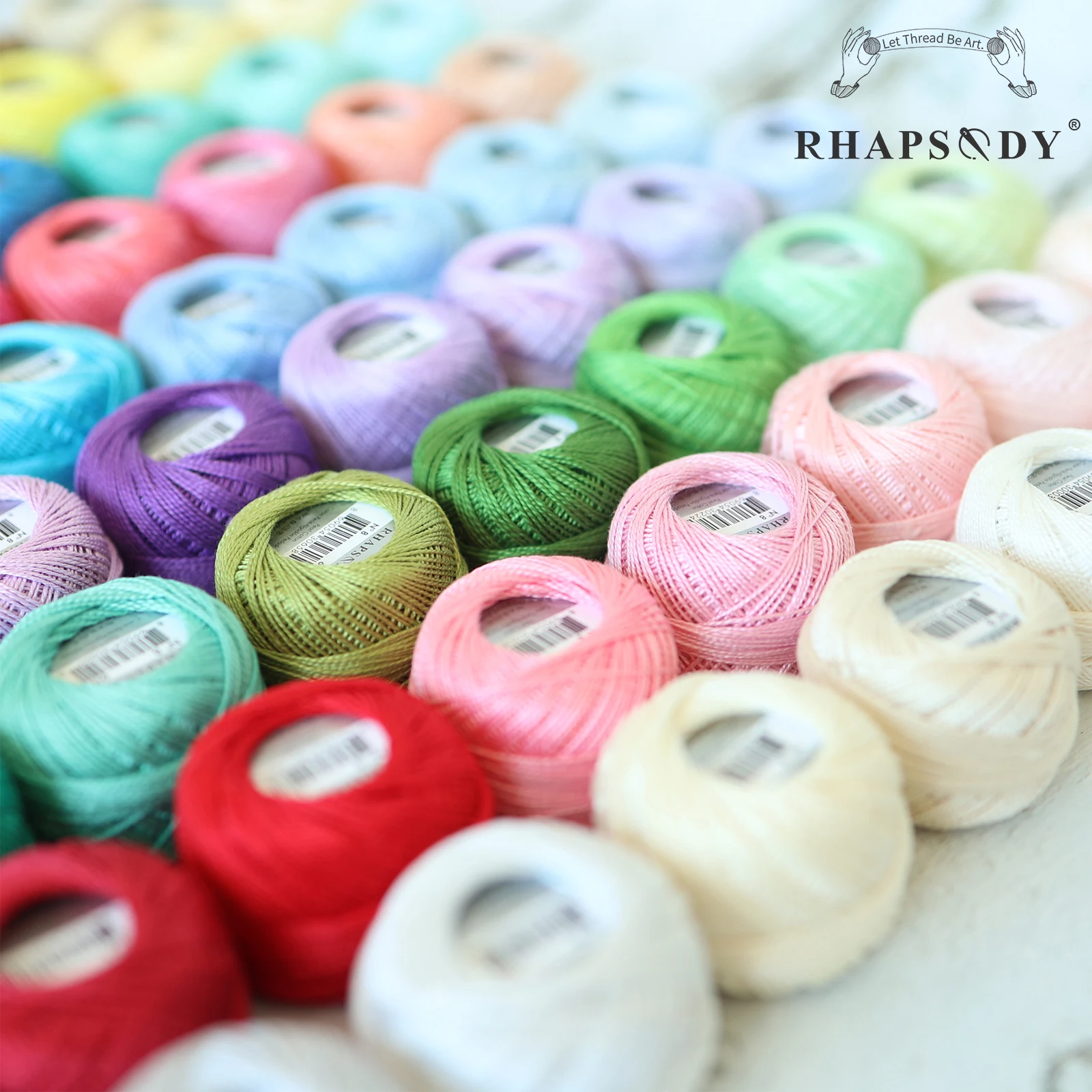 Description Picture 2 of itemRhapsody #8 Size 12 Balls Set Mercerized Egyptian Pearl Cotton Crochet Thread Craft Embroidery Needlework Cord 43 YDS 182 Colors