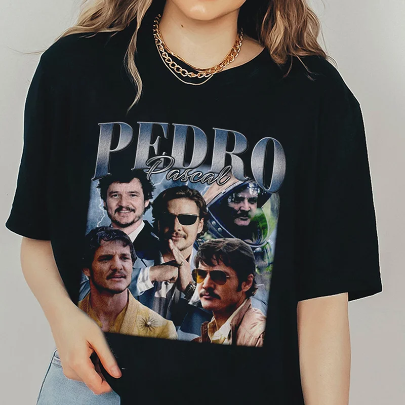

Pedro Pascal Shirt Retro Vintage Narco Pedro T Shirt Streetwear Hip Hop Vintage Graphic Print Gothic T-Shirt for Men Women Tops