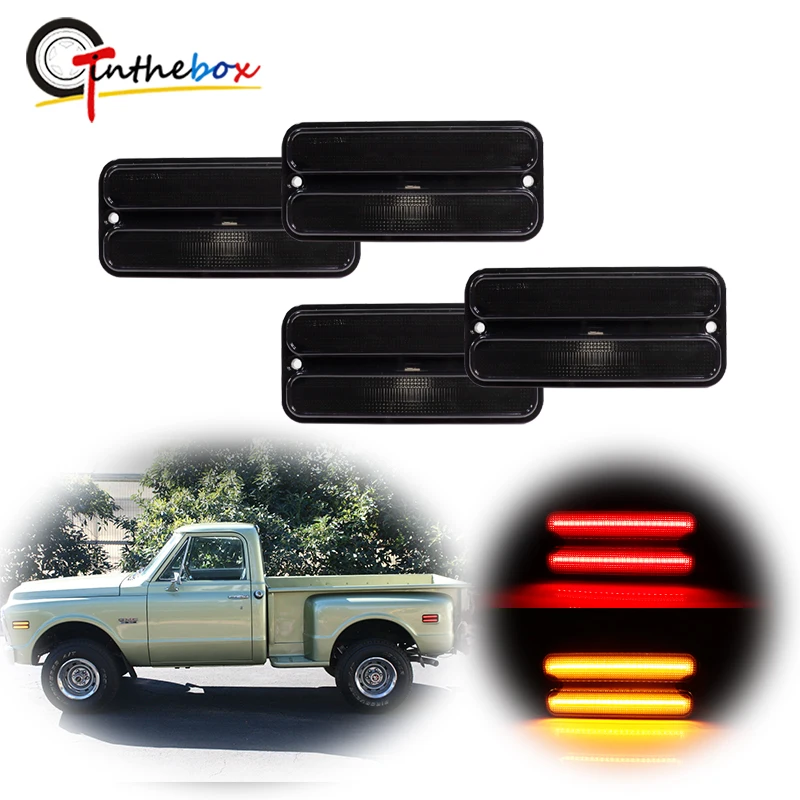 

Gtinthebox Amber / White / Red LED Front & Rear Bumper Side Marker Indicator Lights For 1968-1972 Chevy & GMC Pickup Trucks 12V