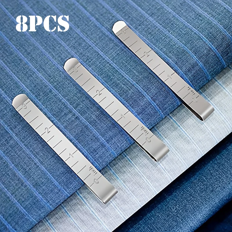 Metal Clamp Clips 4/8pcs Metal Sewing Crimping Clip Stainless Steel Ruler Measurement Clips Wrapping Clothes Curtain Skirts Hand Sewing