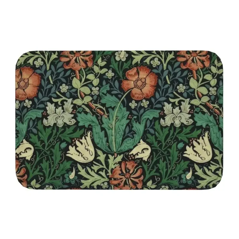 

Custom William Morris Compton Floral Art Nouveau Pattern Doormat Bath Door Floor Mat Textile Pattern Toilet Rug Carpet Footpad