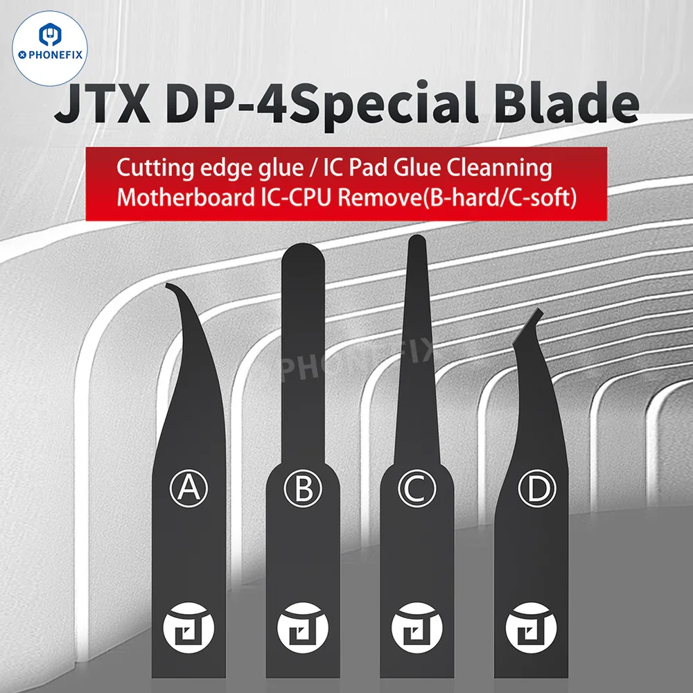 JTX DP-4 특수 블레이드 휴대폰 메인보드 PCB CPU IC 칩 접착제 제거 절단용 접착제 수리 수공구 세트
