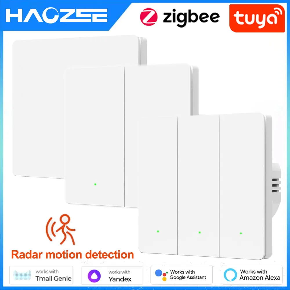 Smart Wall Switch Tuya Zigbee Smart Wall Light Switch + Presence Sensor Electrical Outlet Switch No Neutral No Capacitor Required For Alexa Google Home