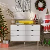 6 Drawer Dresser with Charging Station, Wooden Chest of Drawers with LED Light for Closet Hallway, Living Room, Entry 3