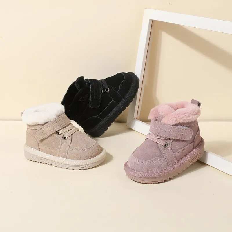 Nieuwe Winter Baby Snowboots Unisex Lederen Leuke Jongens Meisjes Schoenen  Warme Katoen Kids Sneakers Zachte Bodem Peuter Baby Schoenen|Eerste schoenen|  - AliExpress