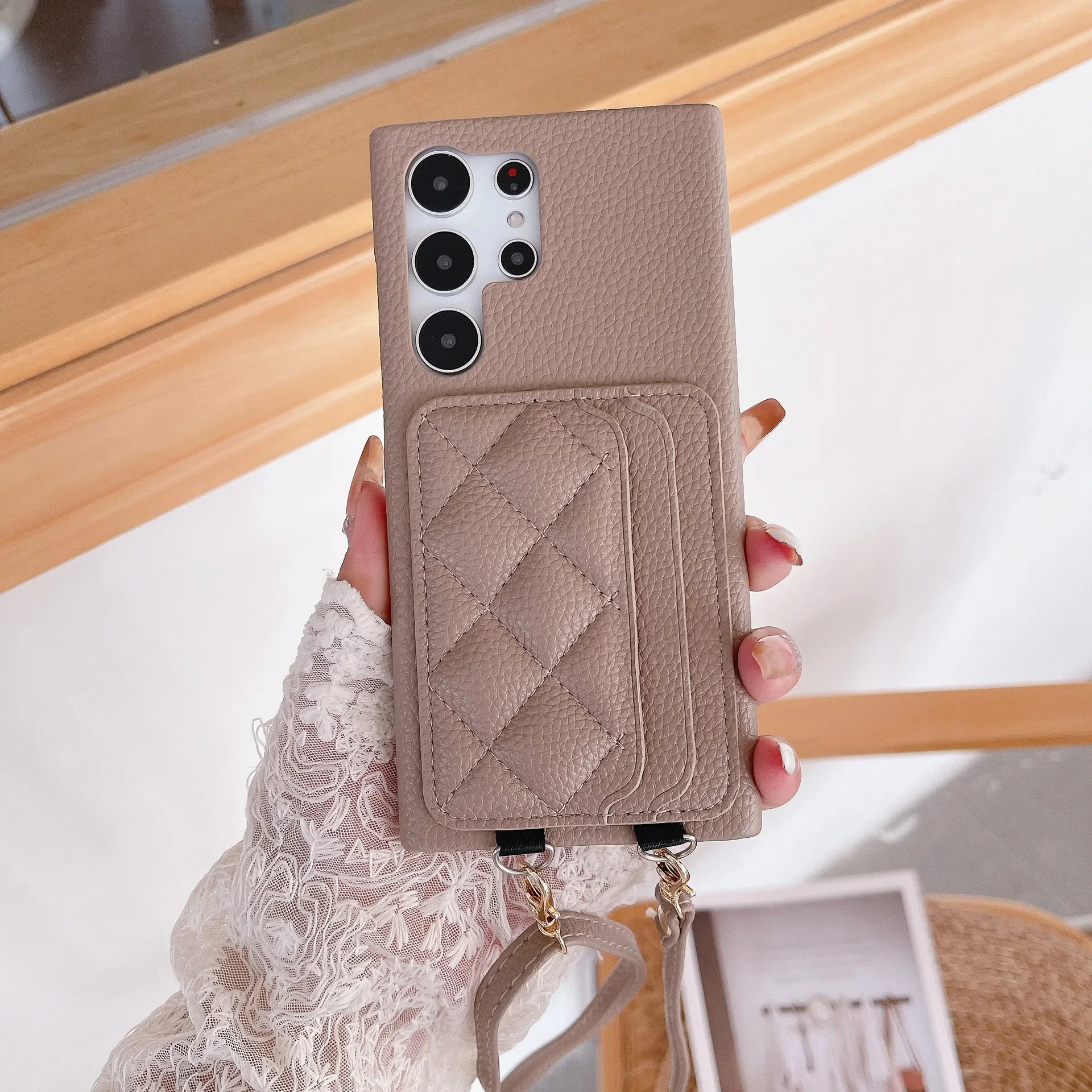 Leather Crossbody Phone Case with Card Holder Attachment