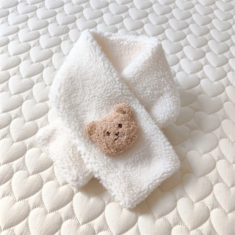 Cute Plush Baby Scarf Children's Scarves Boys Girls Windproof Warm Clothes Bear Embroidery Infant Babies Accessories