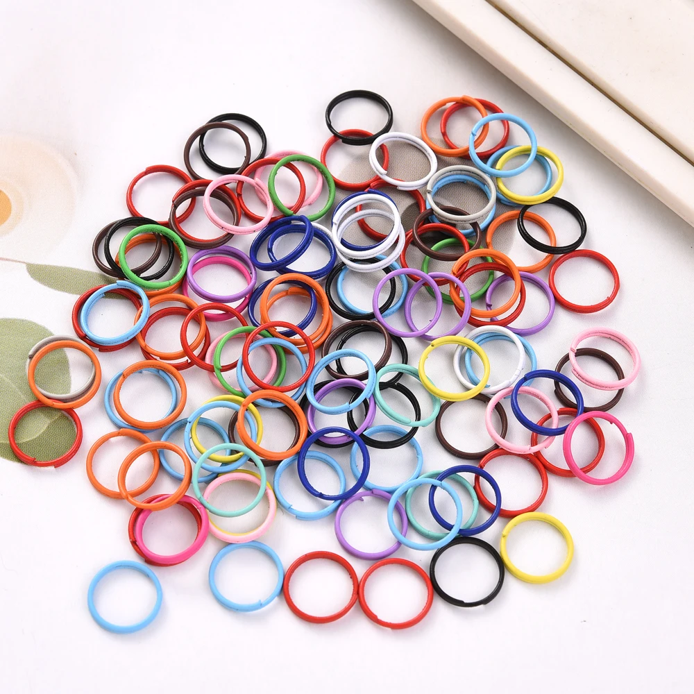 100pcs Colorful Painted Iron Rings for DIY Accessories and Keychains