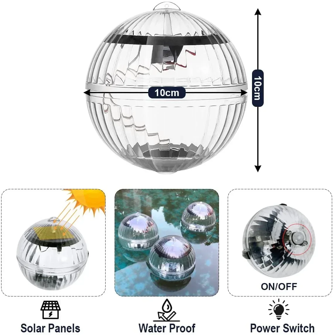 Description Picture 4 of itemNEW Led Solar Floating Lamps Swimming Pool Ball Solar Panel Powered Pond Drift Waterproof Glow Show Disco Color Changing lights