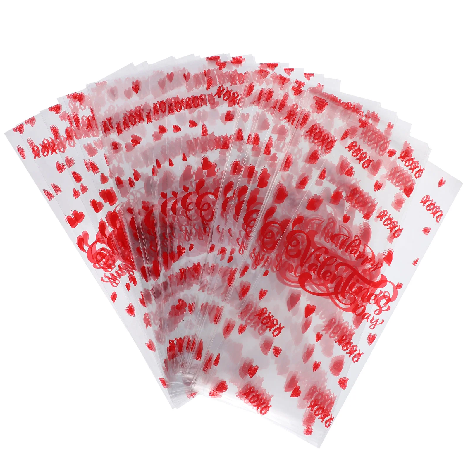 

50pcs Valentine's Day Candy Pouches Transparent Cookie Bags Sweets Bags