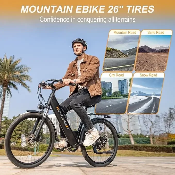 Urban Electric Bike V80 1000W 48V 13AH 7 speed Aluminum alloy 26 inches Removable battery Maximum speed 45km/h Family E-bike