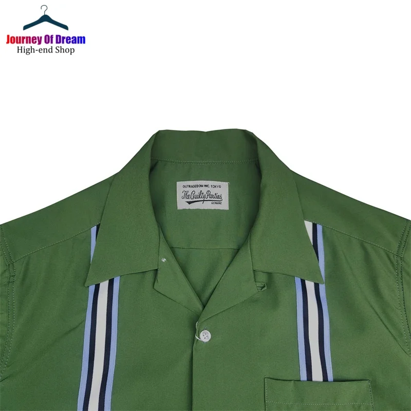 Summer 24SS Best Quality WACKO MARIA Mens Womens Striped Tape Colorblocked Cuban Neck Hawaiian Short Sleeve Shirt 6