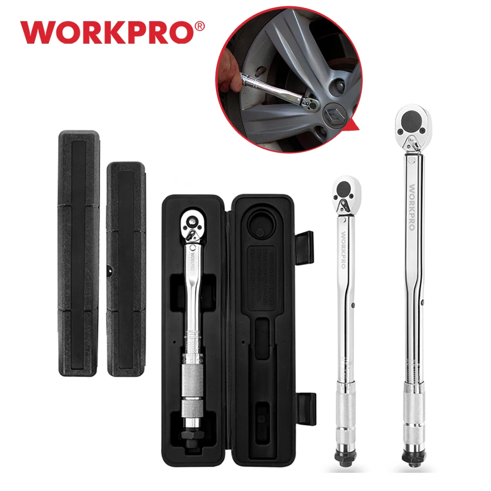 WORKPRO-토크 렌치 1/4 3/8 1/2 스퀘어 드라이브 소켓 렌치, 양방향 래..