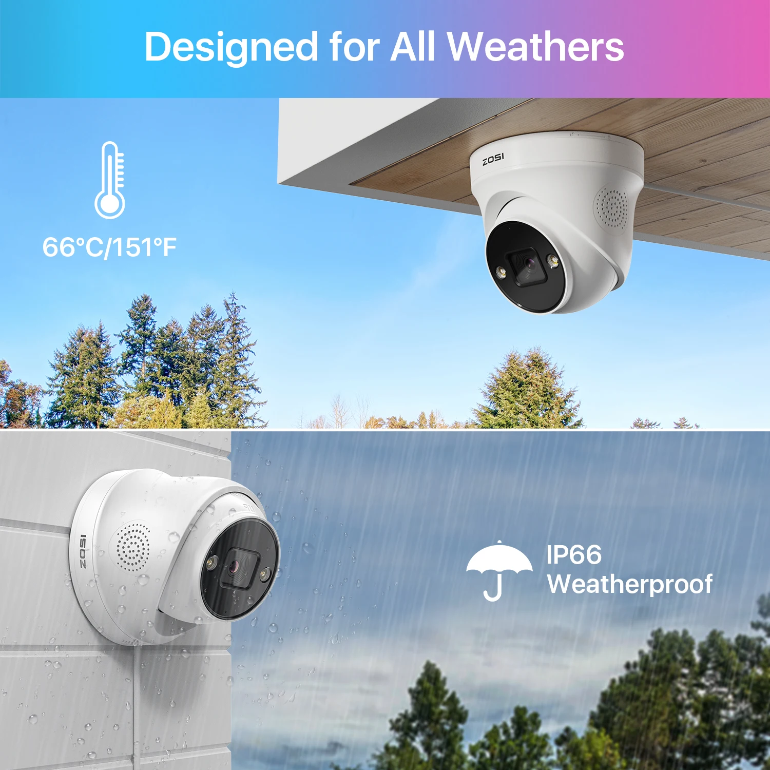 ZOSI 4K PoE IP Camera AI Human Detect Outdoor Security Camera H.265+ 8MP/5MP 100ft Night Vision IP66 Video Surveillance Camera 6