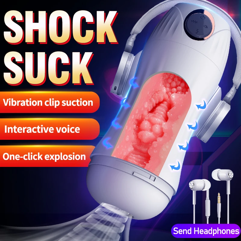  Automatic Male Masturbator Vibration Blowjob Sucking Machine Silicone Vagina Masturbation Cup Sex Toys Adult Goods for Men 