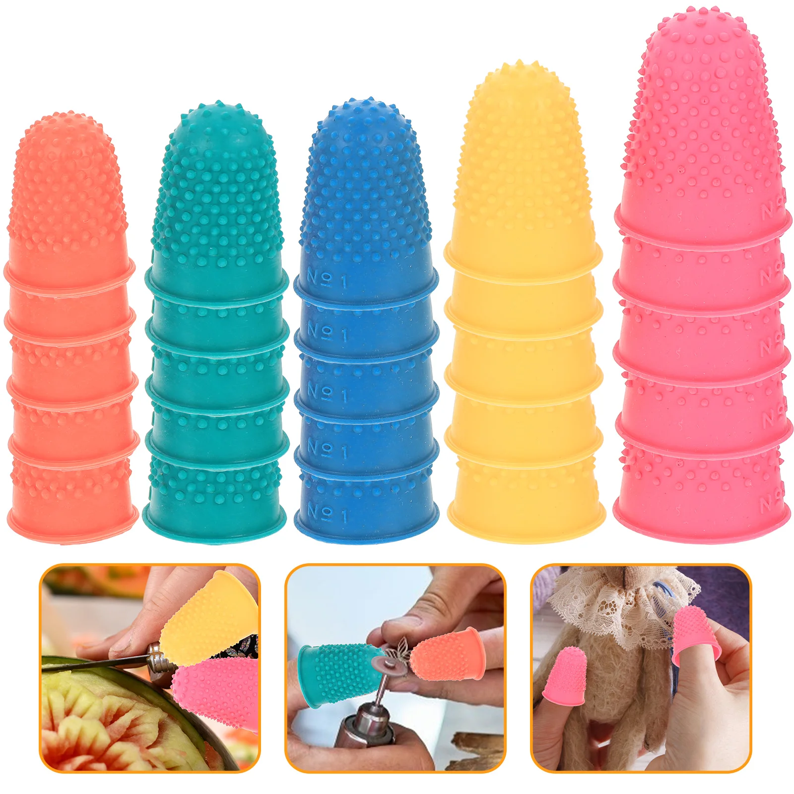 

25 Pcs Rubber Non-Slip Finger Cot Tip Protectors Safety Tips Covers Accessory Gloves Thickened Cots Fingertips