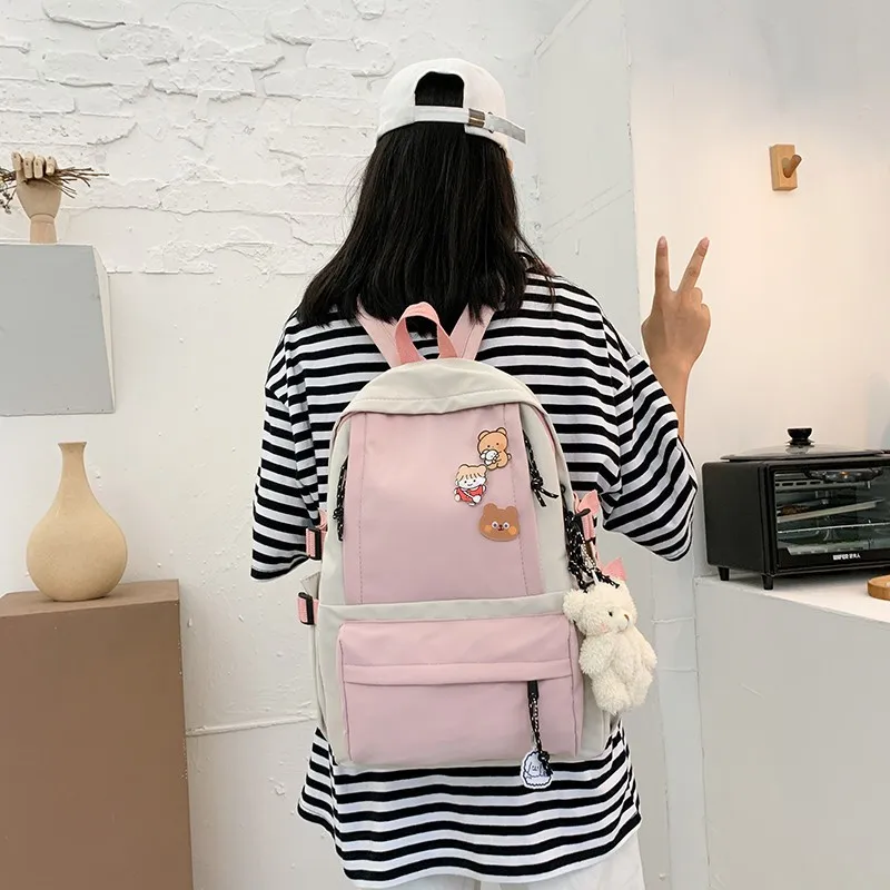 Bags for Women Cute Girls Backpacks for High School Popular Pink Blue Black Color Girls Sports Cartoon Backpack for Travel