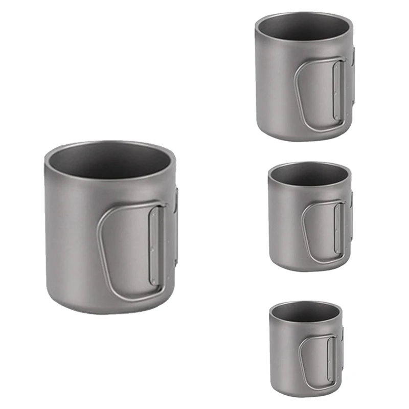 

350Ml Double Wall Titanium Water Cup Coffee Tea Mug Fit For Home Outdoor Camping Hiking Backpacking Picnic With Handle