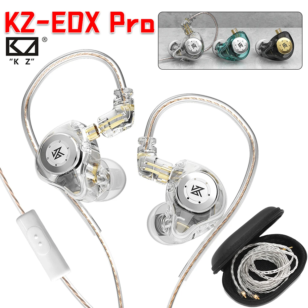 KZ-EDX 프로 인이어 하이파이 베이스 이어폰, 스포츠 러닝, 유선 헤드폰, 스테레오 노이즈 캔슬링 헤드셋, 마이크 포함 이어버드, 3.5mm
