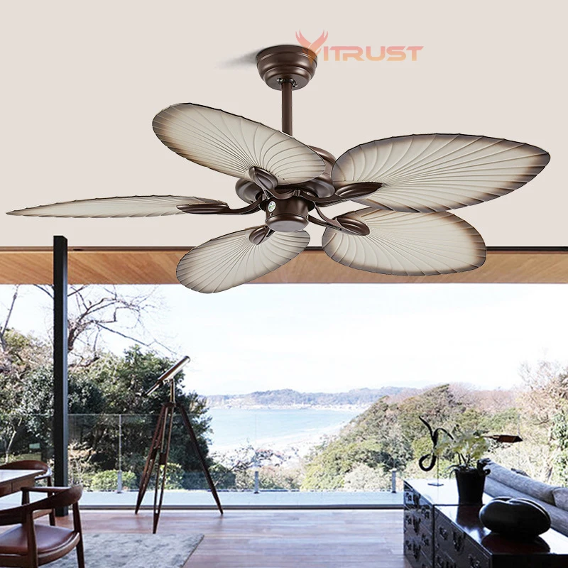 Tuya Smart Ceiling Fan LED Light DC Motor 5pcs Blades Strong Wind Quiet Ceiling Fan Lamp 52Inch 110V 220V Remote Control