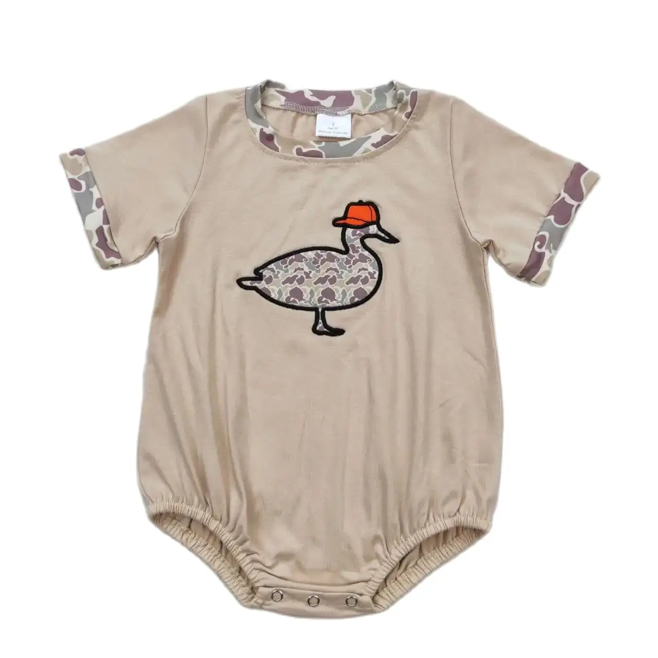 

Wholesale Newborn Duck Fishing Coverall Bodysuit Baby Boy Toddler Embroidery Romper Short Sleeves Kids Camo One-piece Jumpsuit