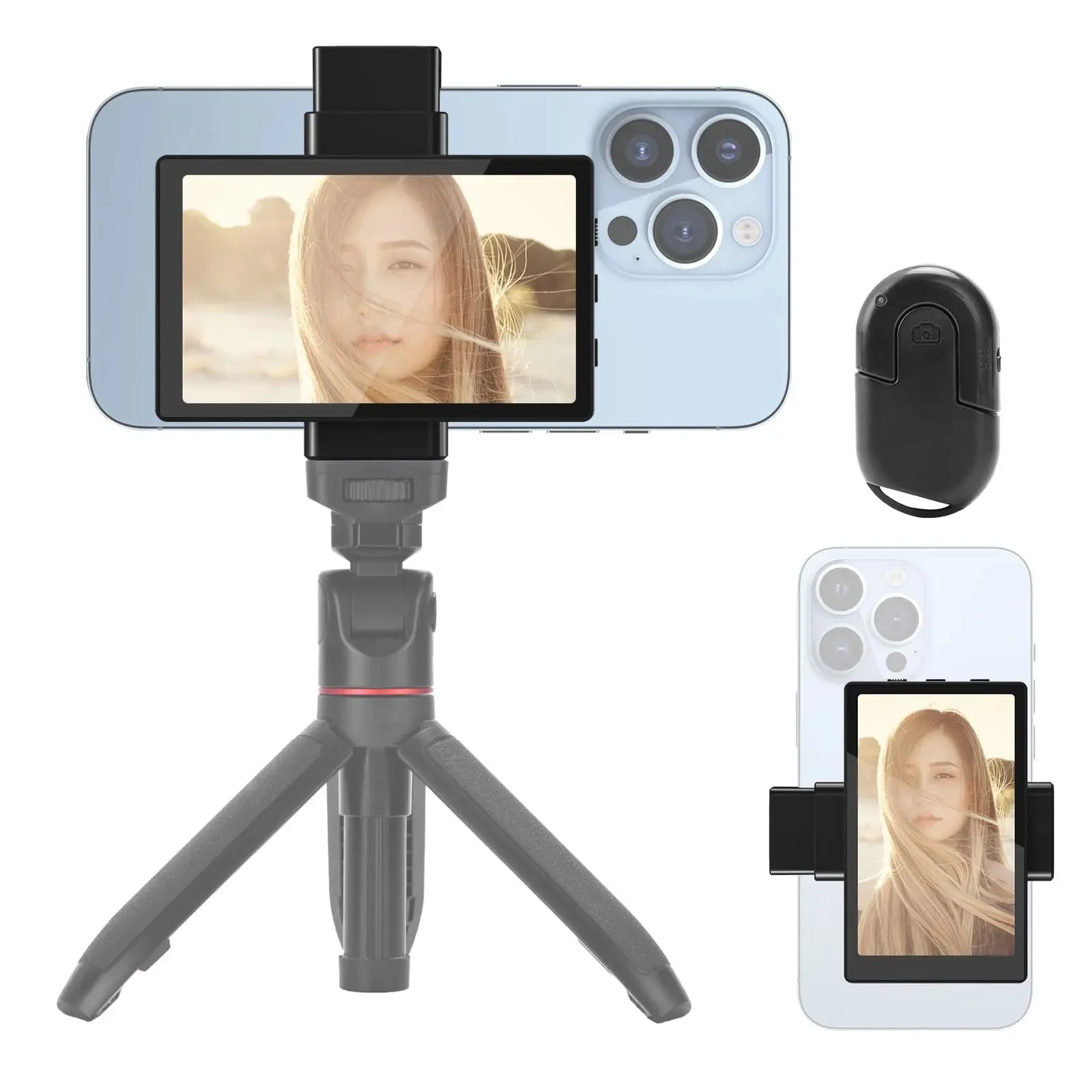 iPhone用ワイヤレスモニター KingMa VL-PH01 King Ma 対応iPhone Vlogモニター外部スクリーン、スマホの背面