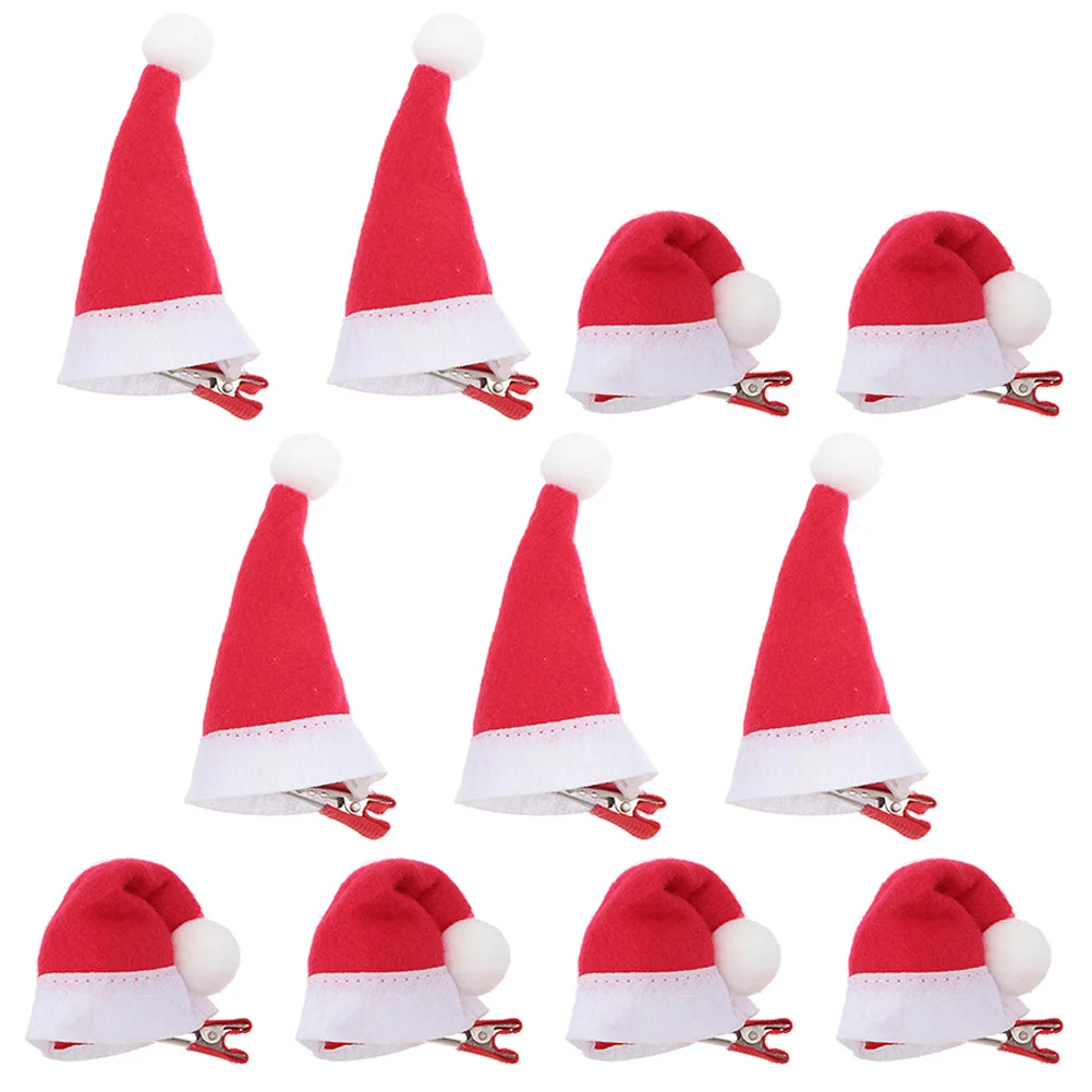 

12 Pcs Christmas Hat Hairpin Cute Clips for Thin Girls Accesorios Para De Mujeres Women Plush Hairpins