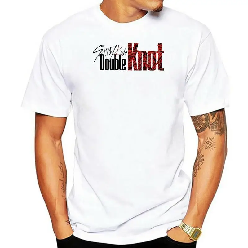 

Футболка Мужская/женская с круглым вырезом, Однотонная рубашка с принтом и двойным узлом, с коротким рукавом, с надписью «Stray Kids», лето