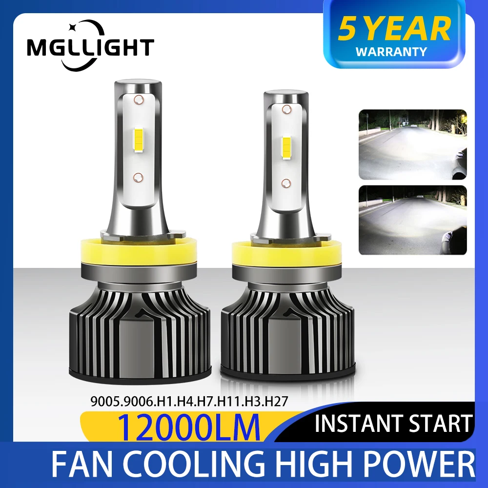 

MGLLIGHT H11 LED Car Headlight H1 H3 H27 6500K Super Bright 12V 9005 HB3 9006 HB4 Auto Headlamp Bulb For Car H4 H7 Led Fog Light