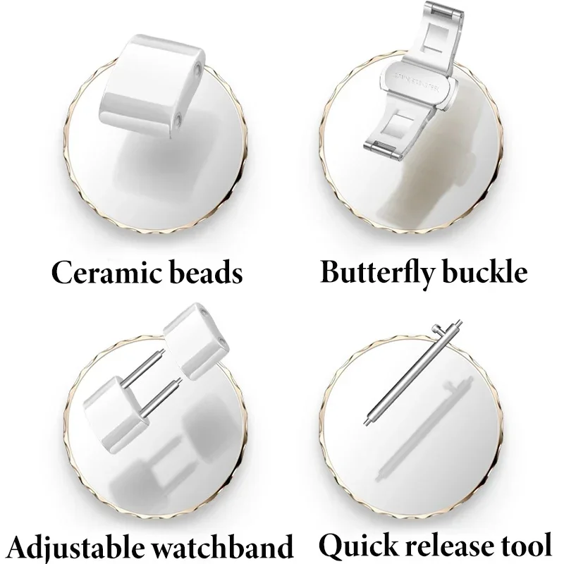 Elegant 18mm Ceramic & Metal Luxury Bracelet Wristband