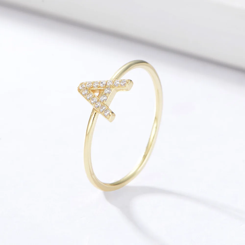 DOREMI S925 Ins Design Letter Zircon Ring Sterling Silver Gold Initial Rings Women 14K Gold Ring Fine Jewelry