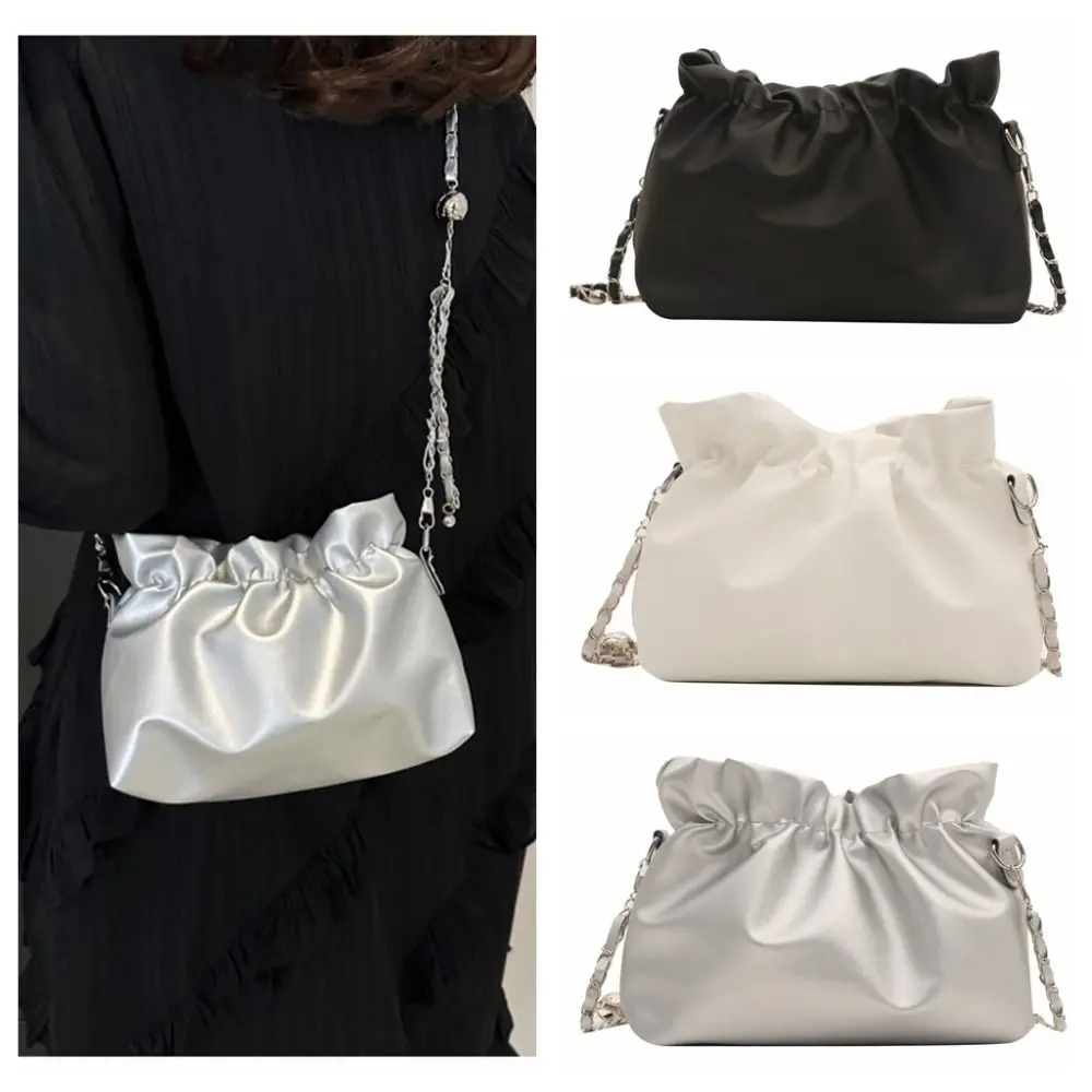 

Модная простая сумка-мешок из искусственной кожи, портативная элегантная женская сумка-тоут, сумка во французском стиле, вместительная плиссированная сумка в форме облака
