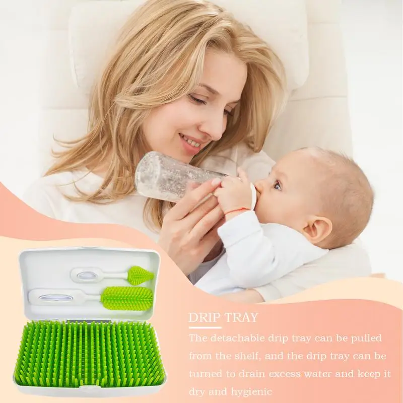 Drying Rack For Baby Bottles Baby Bottle Safe Organizer Detachable Space Saving Dryer With Storage Box For Breastfeeding