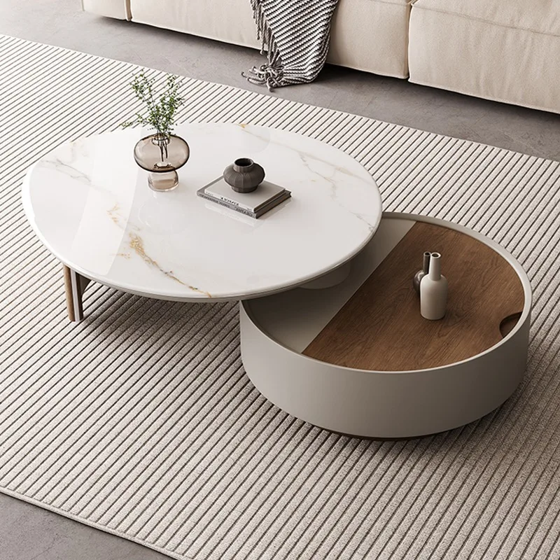 Rotatable Round Coffee Sofa Table Luxury Living Room Sofa Table Nordic Style Modern Simplicity Mesas De Centro Home Furniture