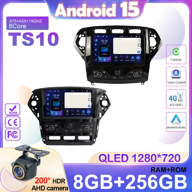 Navigation GPS Android 15 Auto Radio stéréo pour Ford Mondeo MK4 2007-2014 Carplay lecteur vidéo de voiture 2din DVD unité principale multimédia 1