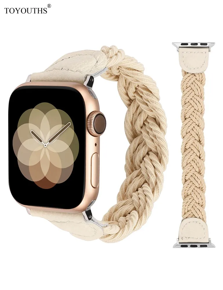 

Плетеный эластичный ремешок TOYOUTHS для Apple Watch Band 41 мм 40 мм 38 мм, эластичный браслет для iWatch Ultra/8/7/SE/6/5/4/3/2/1