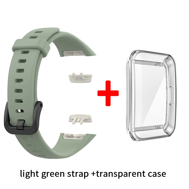 Silicone Strap for Huawei Band 6 Replacement Watch Strap for Honor Band 6 Strap with TPU Full Screen Protector Case Bracelet 