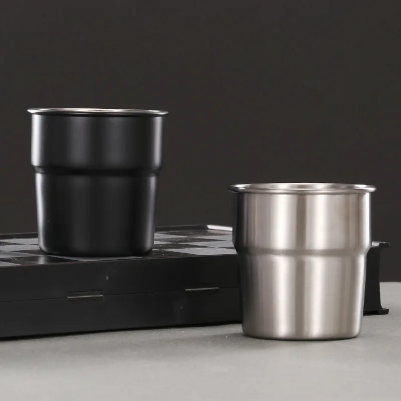 Black 304 Stainless Steel Cup Beer Mug 300ml Outdoor Camping Metal Tea Coffee Cups Wholesale Free Customization Logo Name Gift 2 undefined
