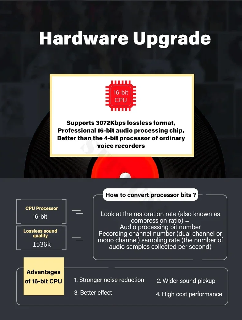 Prikaz procesorskog čipa CPU unutar diktafona