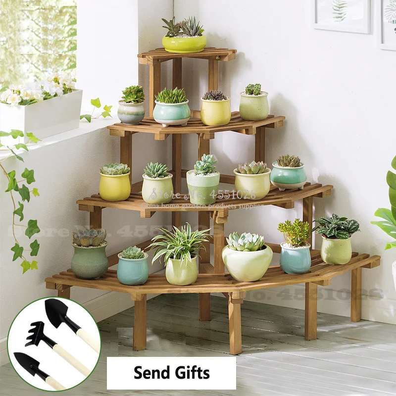 Plant Shelves Flower Pots Holder Ladder Shaped Plant Flower Stand Rack