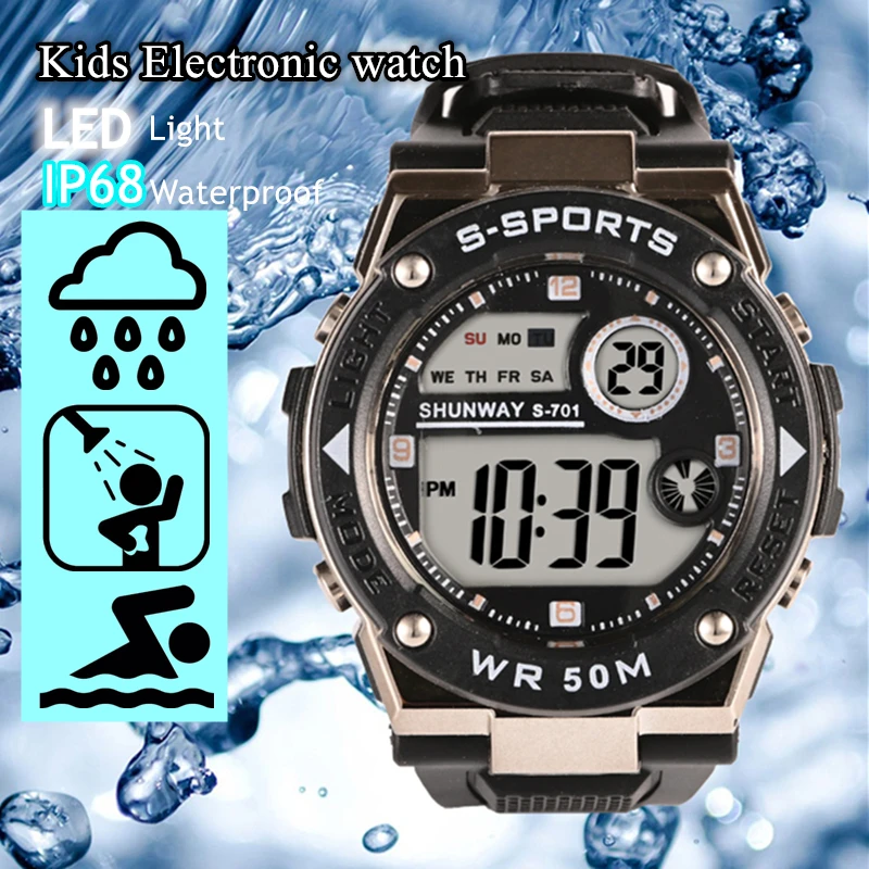 

Kids Electronic Digital Watches 50M Waterproof Swimming LED Light Military Sports Watch Clock for Boys Girls Gift 701