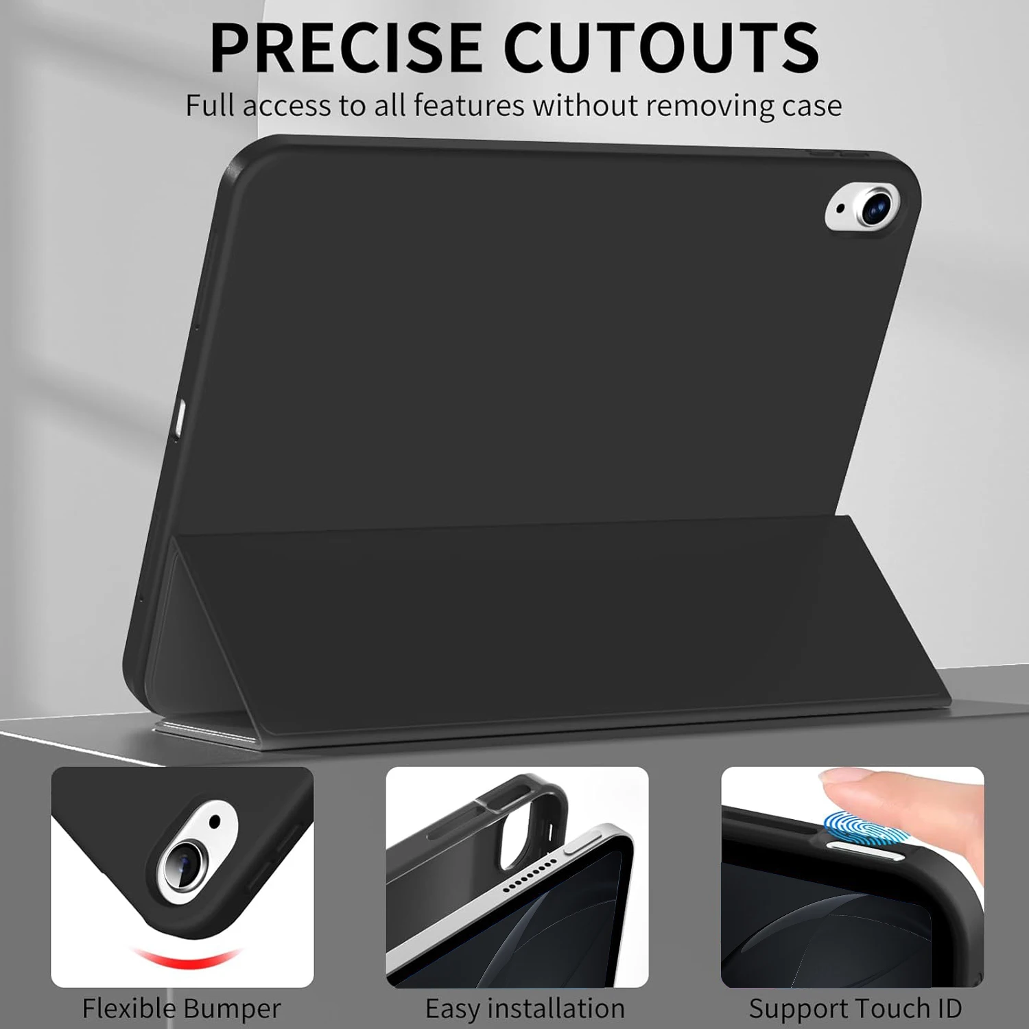 Tri-Fold Stand Protective Tablet Cover with Soft TPU Back and Auto Wake/Sleep Function