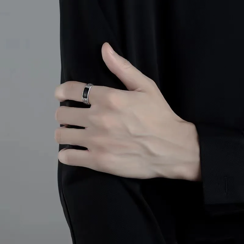 925 Sterling Silver Men's Ring High Quality Luxury black
