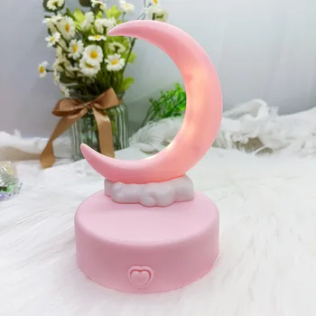 Cute Pink Moon Night Light – Crescent LED Bedside Lamp for Cozy Glow