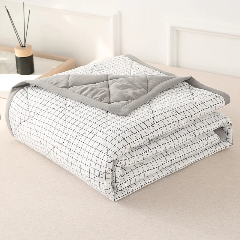 Plaid Summer Quilt Washed Cotton Air Condition Thin Comforter Blanket Bedspread for Single Double Queen King Bed Coverlet summer quilt