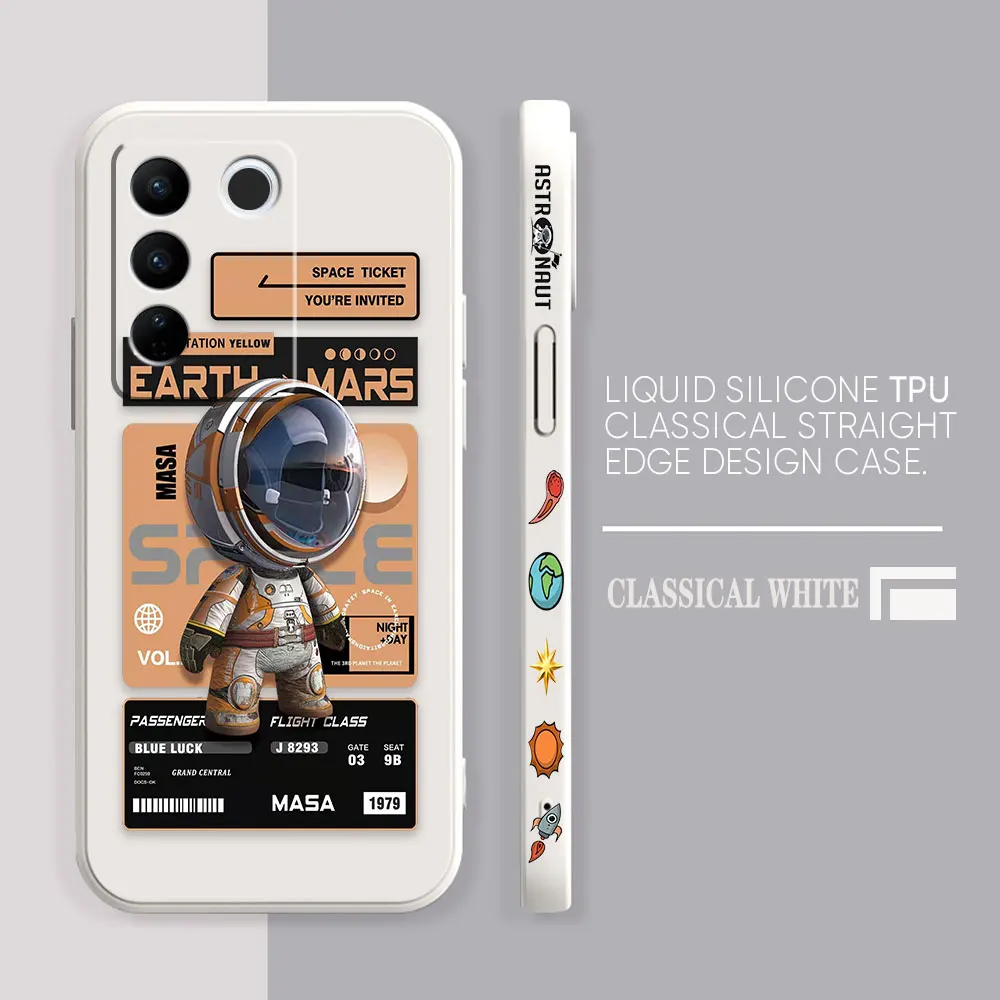 thumbnail image 1 of Case For VIVO S5 S6 S7 S9 S10 S15 S16 S16E T1 V15 V20 V23 PRO 5G Simple Liquid Silicone Case Stylish Luxurious Space Astronauts, 1 of 5