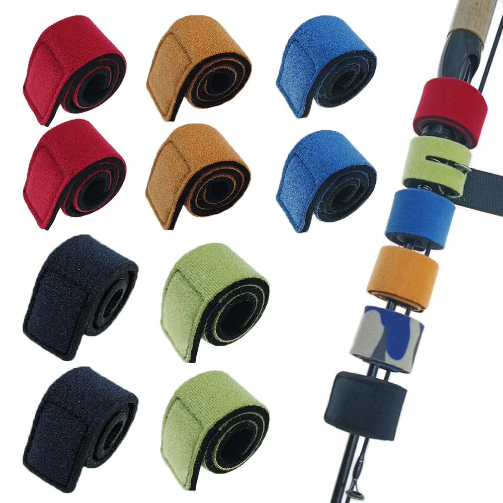 10pcs Fishing Rod Tie Holder Strap Belt Tackle Elastic Wrap Band