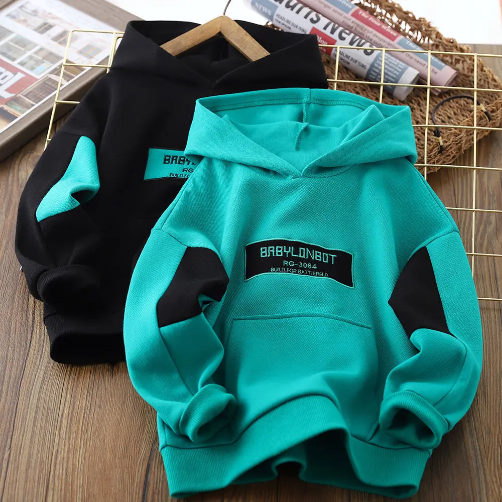 

Children's Boys Hooded Sweatshirt Spring and Autumn 2022 New Boy Bottoming Shirt Children and Teens Autumn Clothing Top