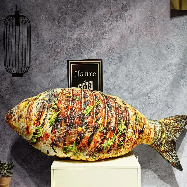 New Simulation BBQ Food Plush Toy Lifelike Snack Food Stuffed Toy Burger Sausage Grilled Fish Beer Pillow Photography Props 6
